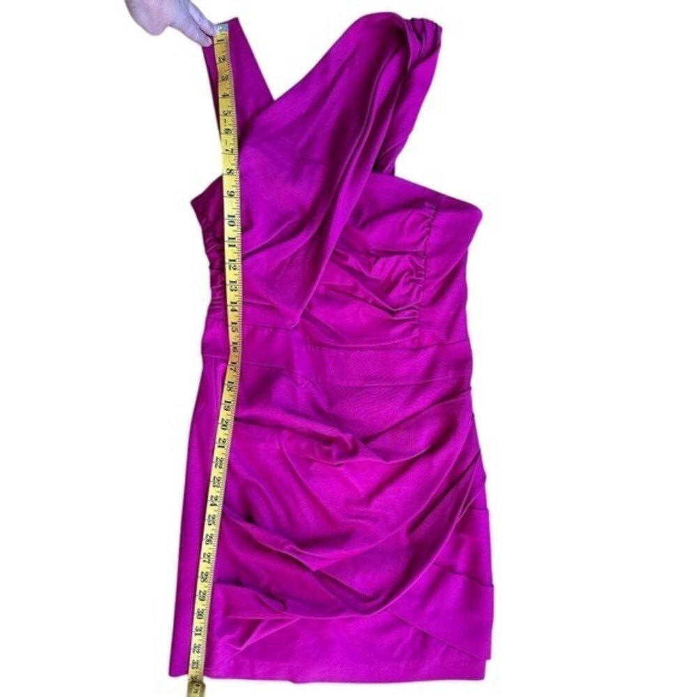 REISS Magenta Pink Ruched One-Shoulder Cocktail Dress Size 6 - Picture 4 of 7